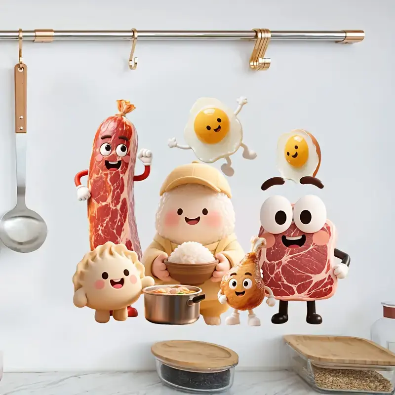 Komik Yemek Yüzü Duvar Stickerı