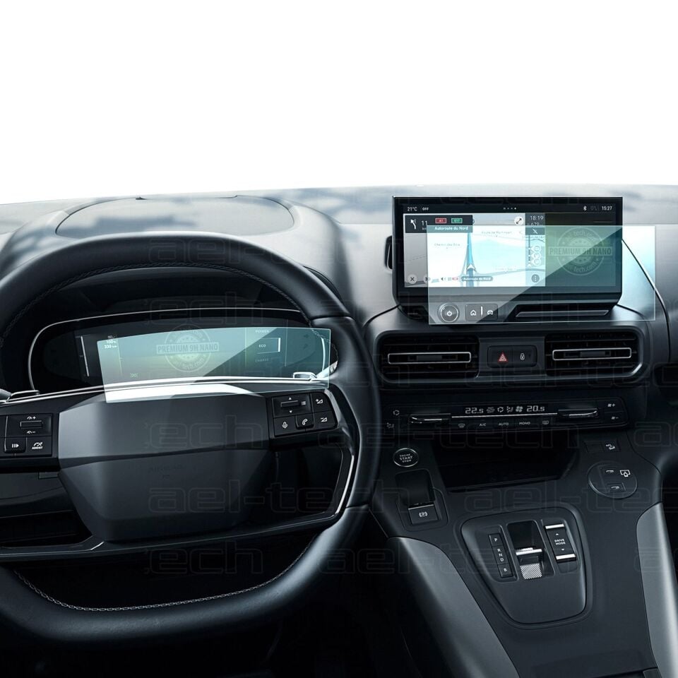 Opel Combo 2024 2025 Uyumlu Dijital Gösterge ve 10 İnç Navigasyon 9H Nano Ekran Koruyucu 2'li Set