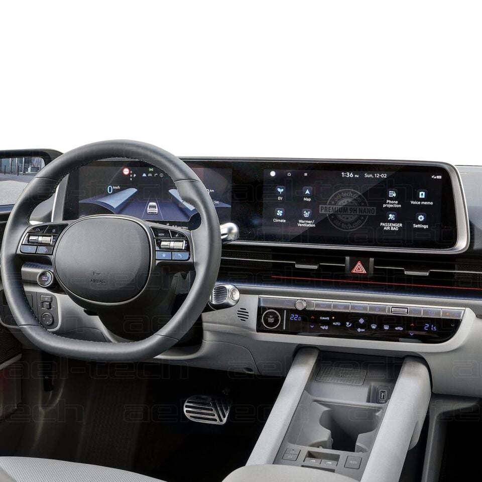Hyundai Ioniq 6 2024 Uyumlu 12.3 İnç Dijital Gösterge ve Navigasyon 9H Nano Ekran Koruyucu