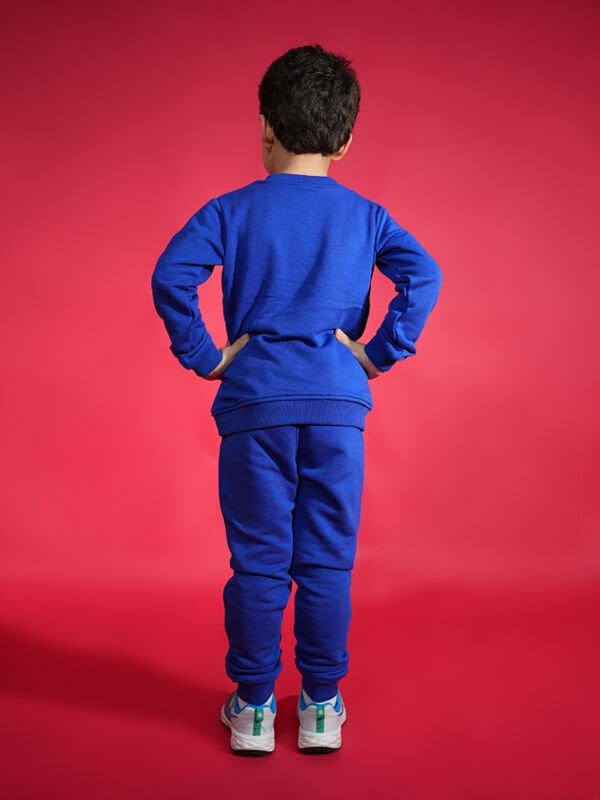 Mavi Pamuklu Unisex Alt-Üst Çocuk Eşofman Takımı