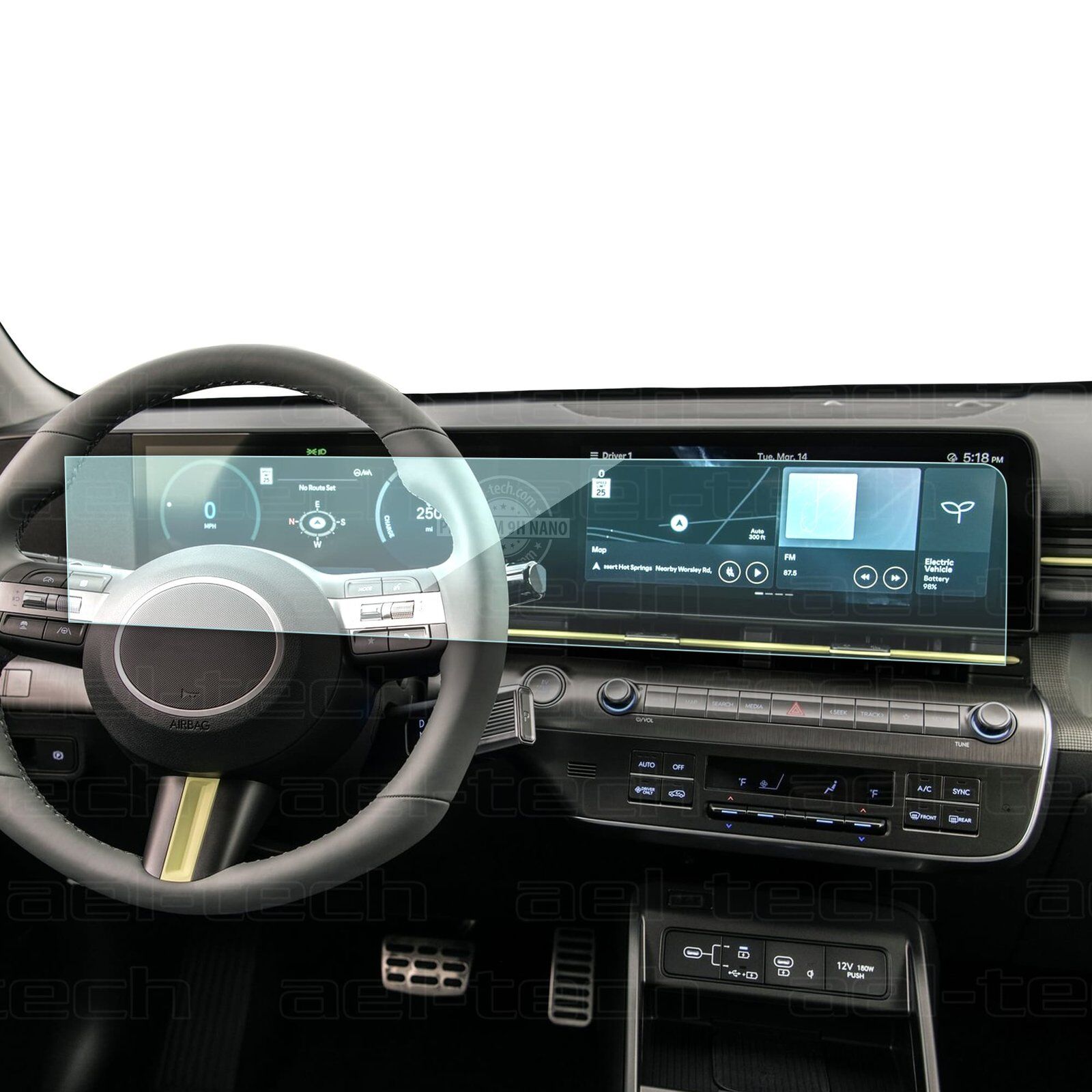 Hyundai Kona 2023 Uyumlu 12.3 İnç Dijital Gösterge ve Navigasyon 9H Nano Ekran Koruyucu