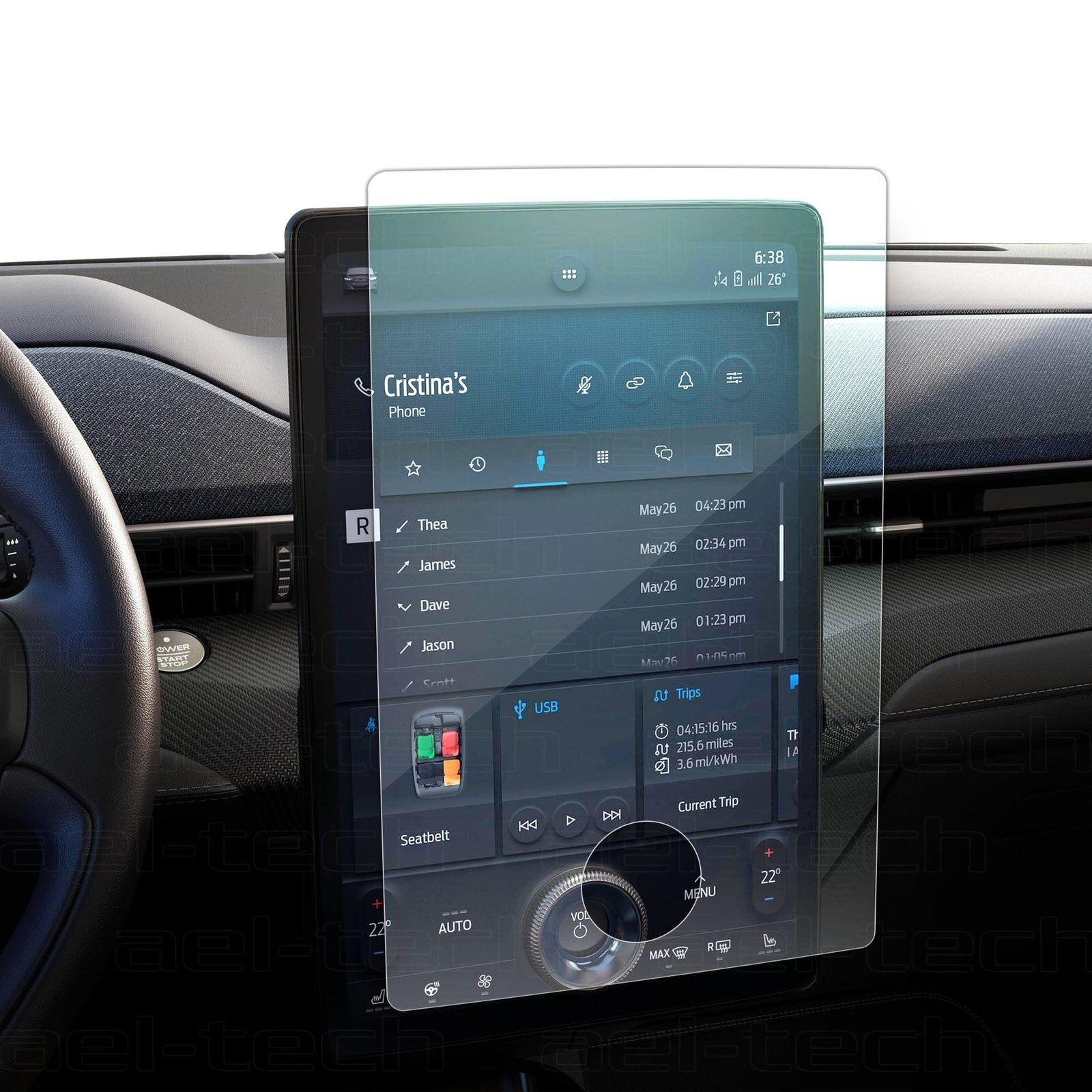 Ford Mustang Mach-E 2023 Uyumlu 15.5 İnç Navigasyon 9H Nano Ekran Koruyucu