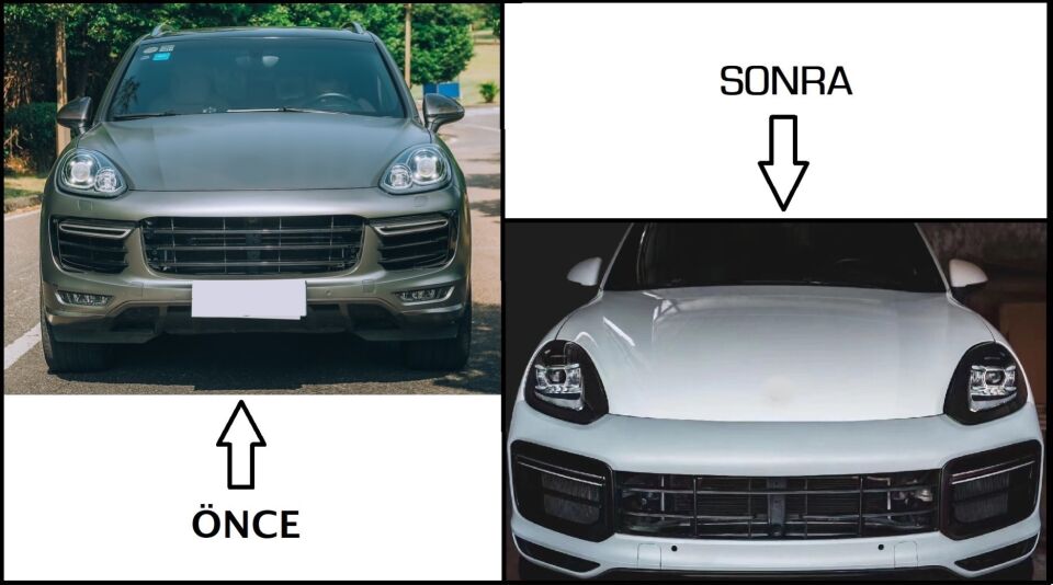 CAYENNE 2014-2017 IÇIN  FACELIFT 2018+ TURBO I BODY KIT (Farlar Dahil)