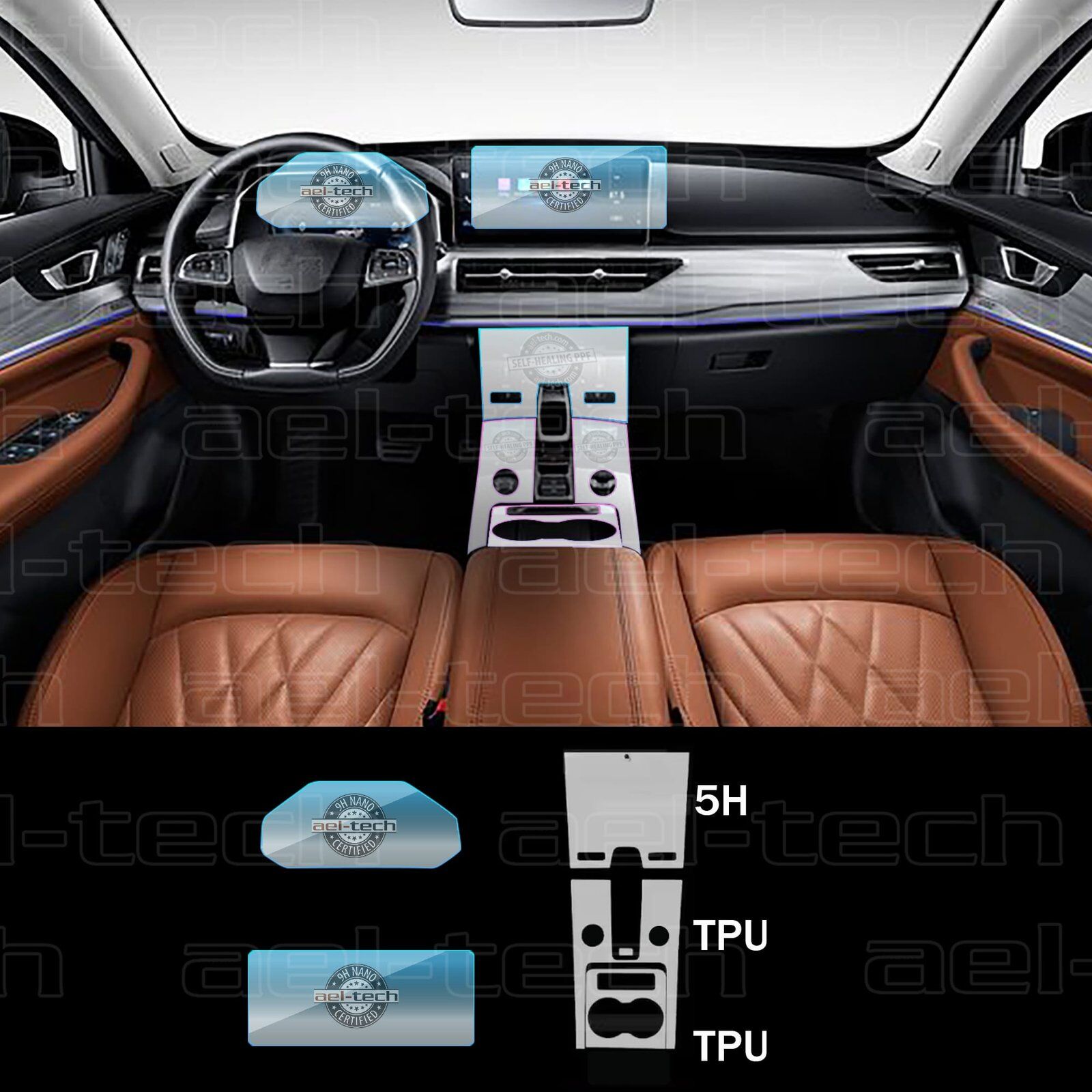 Chery Tiggo 8 Pro Uyumlu Navigasyon Dijital Gösterge Klima Kontrol Ekran Ve Vites Etrafı 7 Li Set