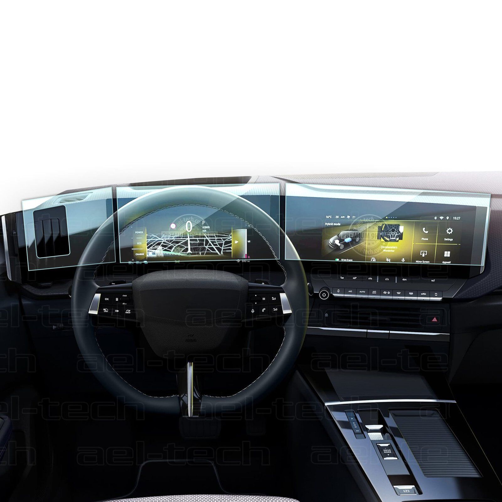 Opel Astra 2022-2025 Uyumlu Pure Panel Pro 9H Nano Ekran Koruyucu 3'lü Set