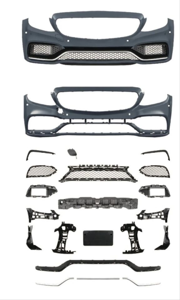 W205 C SERİSİ İÇİN C63 GÖRÜNÜM ÖN TAMPON PANJUR (SILVER TRIM)-GTR PANJUR İLE