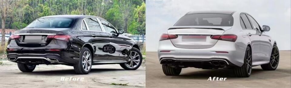 W213 E SERISI IÇIN UYUMLU 2021+ E63 DIFUZOR VE SIYAH EGZOZ SETI (AMG SEDAN)