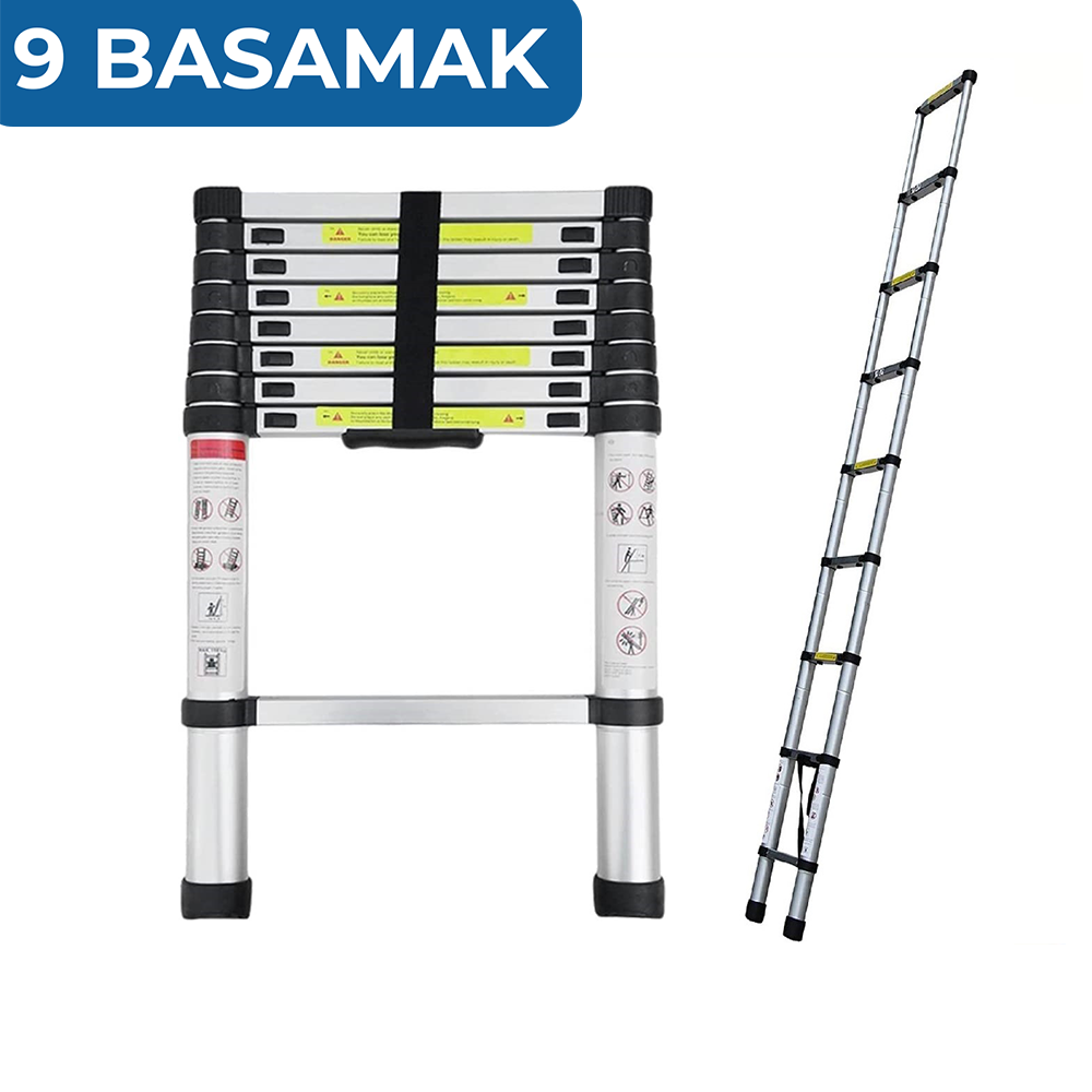 Suga Karavan & Tekne Katlanır Alüminyum Teleskobik Merdiven 9 Basamaklı