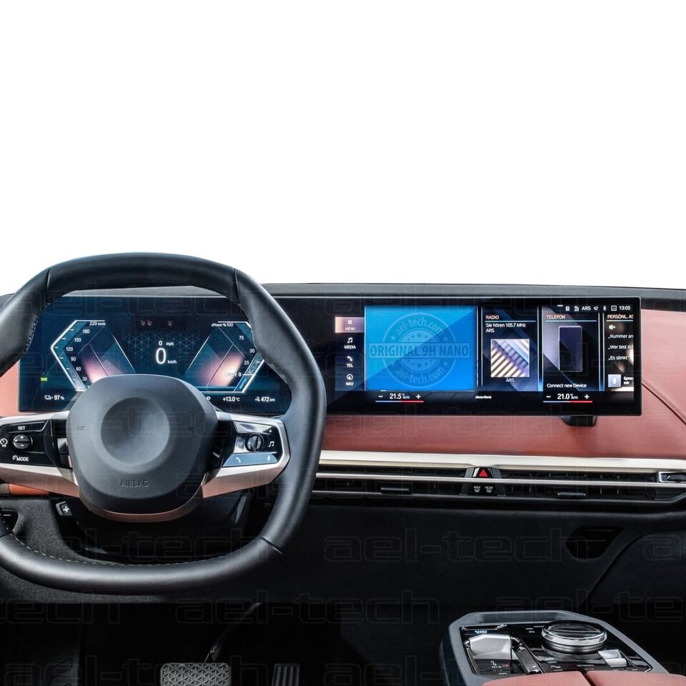 BMW iX 2021-2023 Uyumlu 12.3 İnç Dijital Gösterge ve 14.9 İnç Navigasyon Uyumlu 9H Nano Ekran Koruyucu