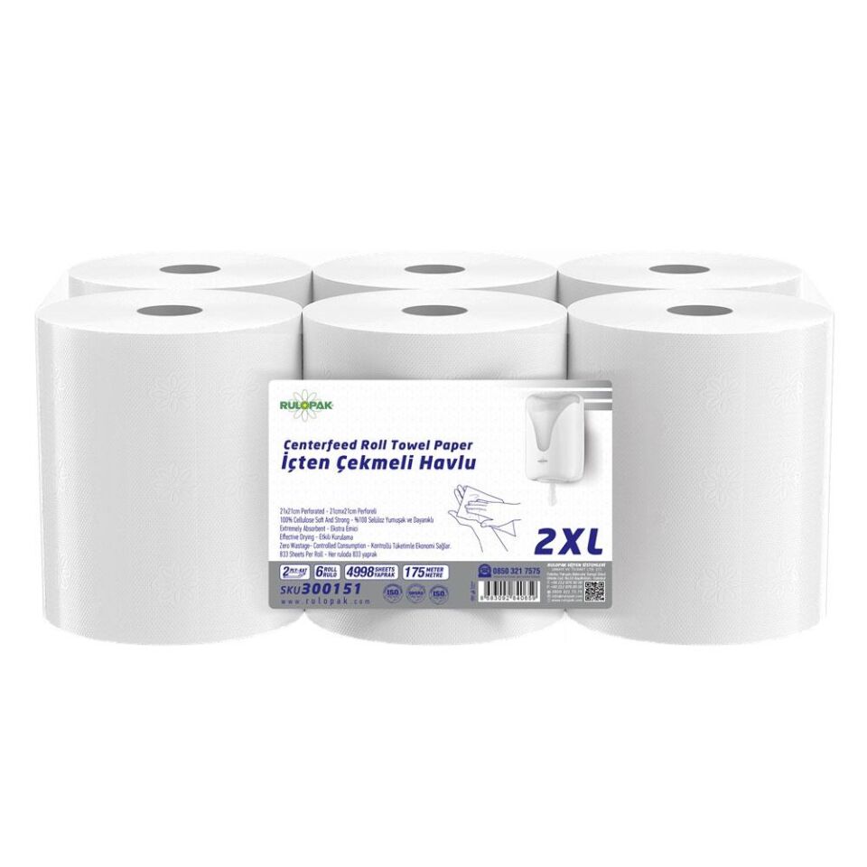 Rulopak İçten Çekmeli Kağıt Havlu 2XL 175M 6'Lı Paket