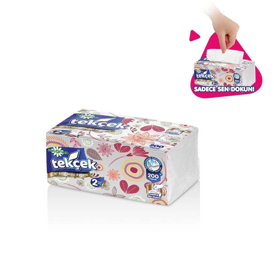 Rulopak Tekçek Bi'Dolu Maxi Peçete 3 Katlı 150 Yaprak 24'Lü Paket