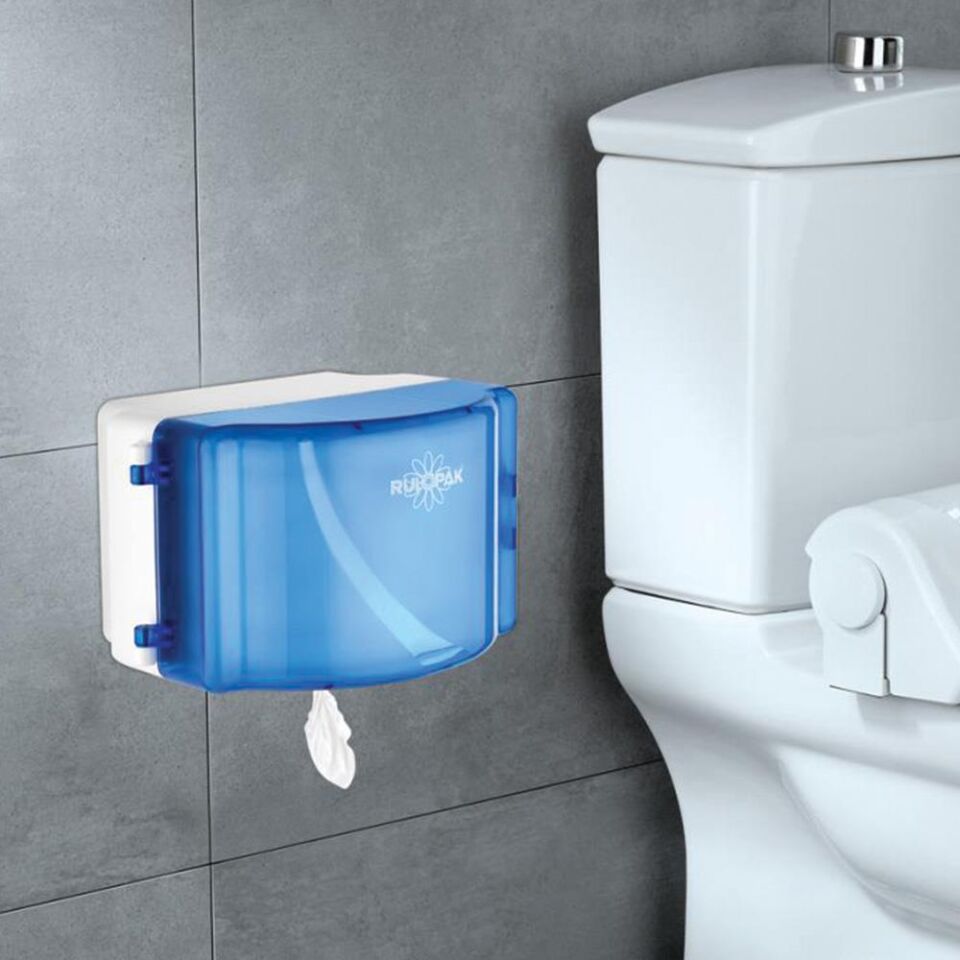 Rulopak 360° Mini Cimri İçten Çekmeli Tuvalet Kağıdı Dispenseri Transparan Mavi