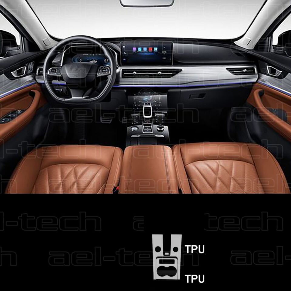 Chery Tiggo 8 Pro Vites etrafı ve Bardaklık uyumlu Piano Black TPU Koruyucu 3 lü set