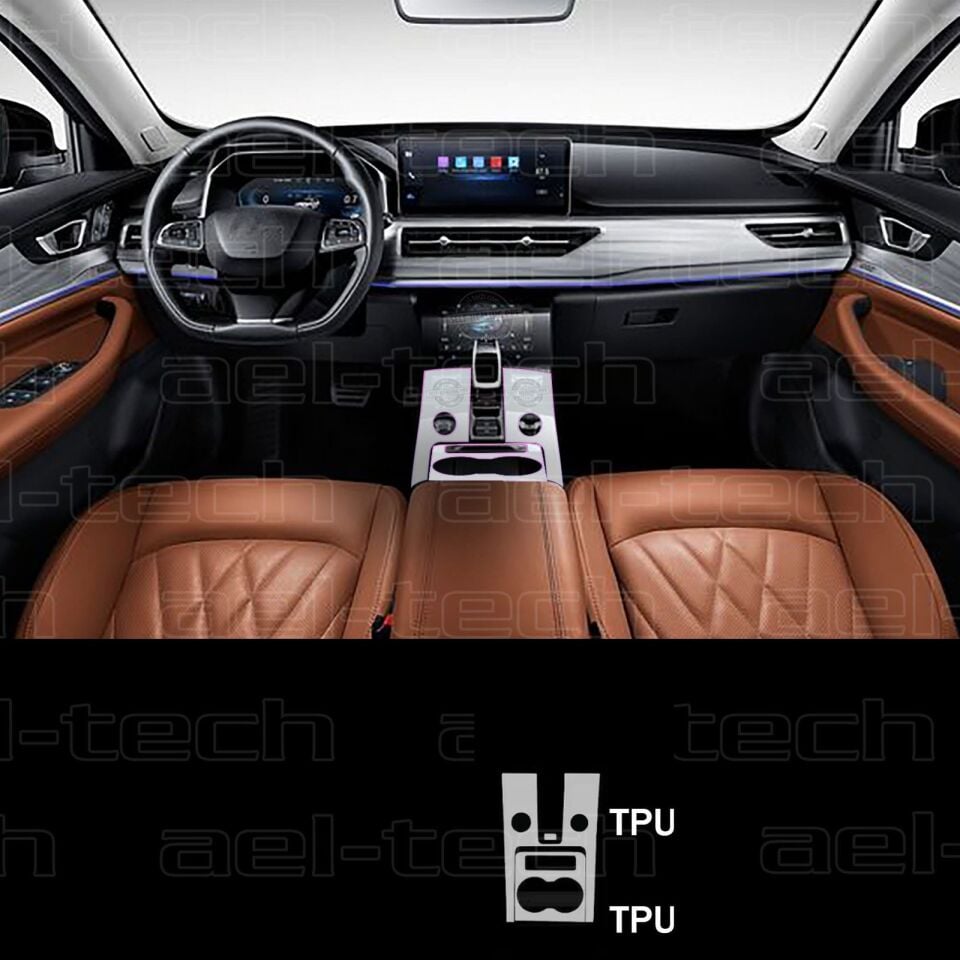 Chery Tiggo 8 Pro Vites etrafı ve Bardaklık uyumlu Piano Black TPU Koruyucu 3 lü set