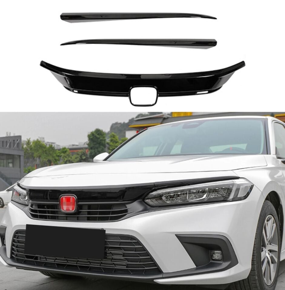 CIVIC FE1 2022 IÇIN UYUMLU  PANJUR KAPLAMA - PIANO BLACK 3 PARÇA