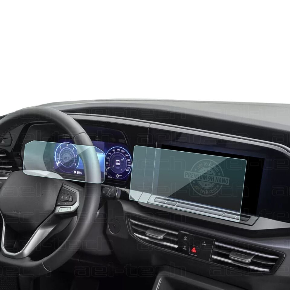 Volkswagen Caddy Uyumlu 10 İnç Dijital Gösterge ve Navigasyon 9H Nano Ekran Koruyucu 2024-2025