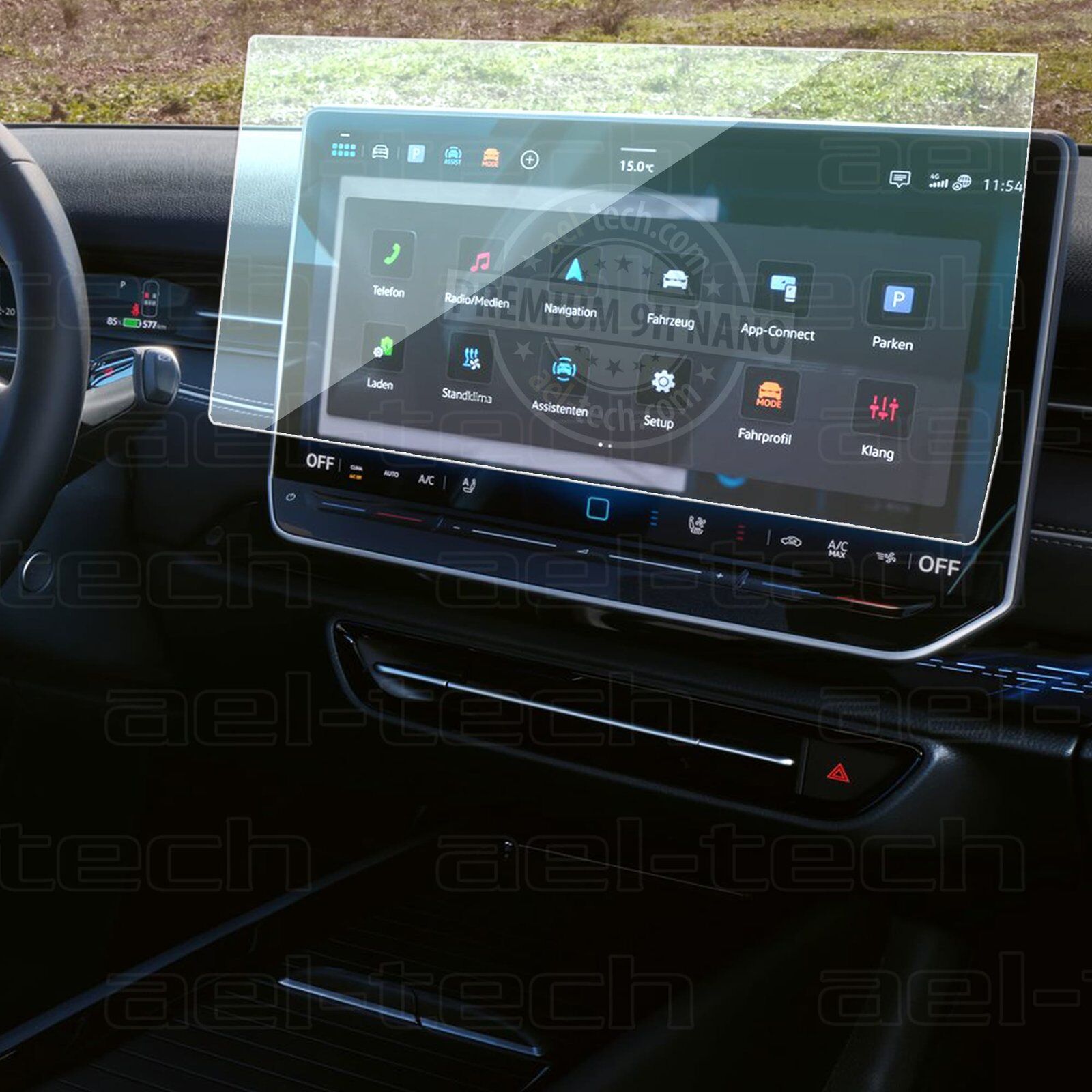 Volkswagen 2025 ID 7 uyumlu 15 inç Navigasyon 9H Nano Ekran Koruyucu