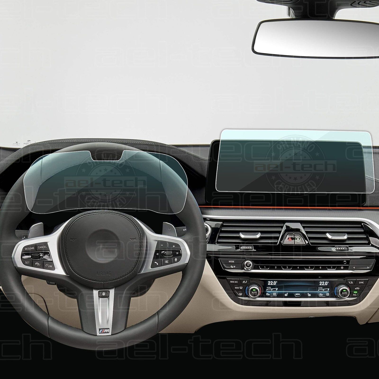 BMW 6 Serisi Dijital Gösterge ve 12,3 İnc Navigasyon Uyumlu Nano Ekran Koruyucu 2li Set