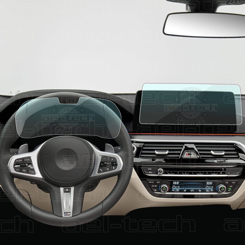 BMW 6 Serisi Dijital Gösterge ve 12,3 İnc Navigasyon Uyumlu Nano Ekran Koruyucu 2li Set