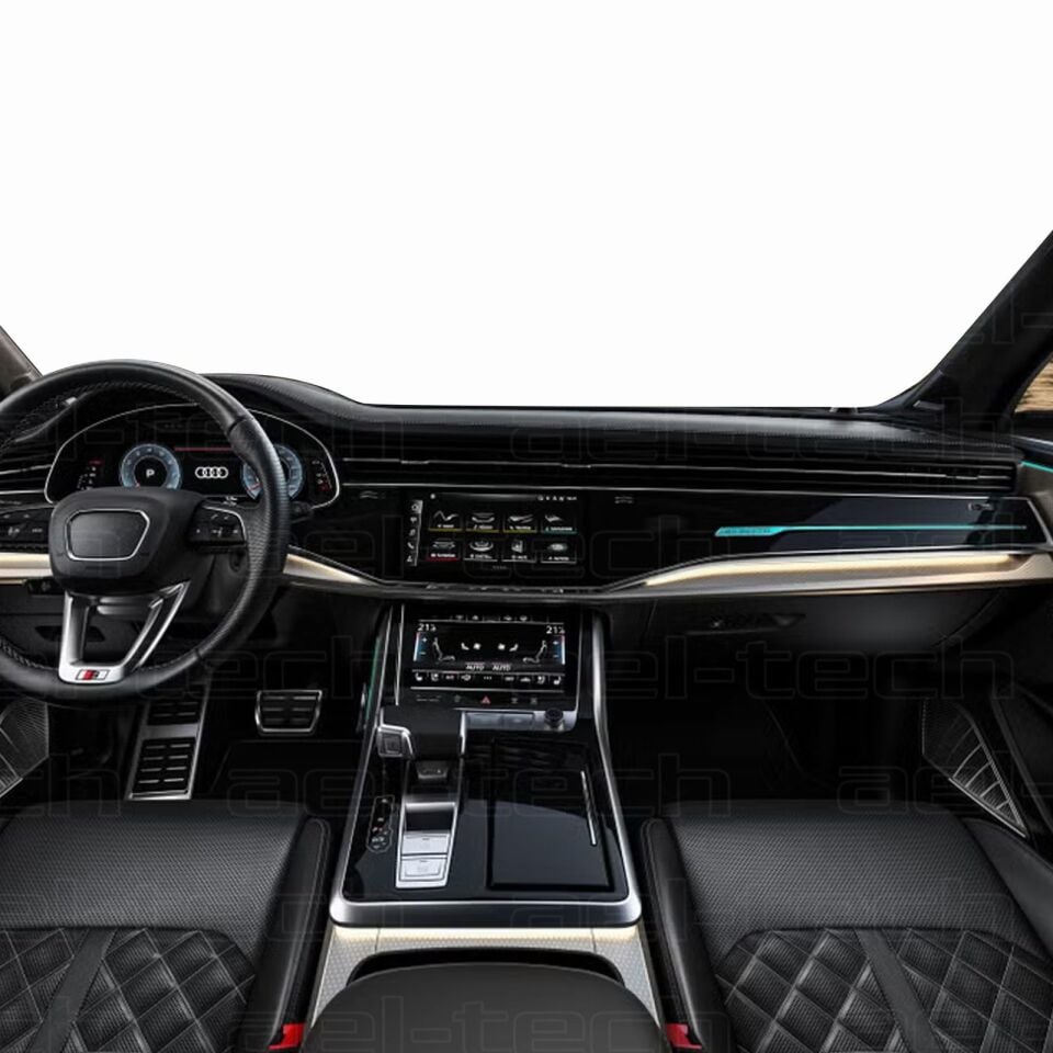Yeni Audi Q7 Navigasyon Dijital Gösterge 9H Nano ve piano black uyumlu Tpu Koruyucu 8li Set