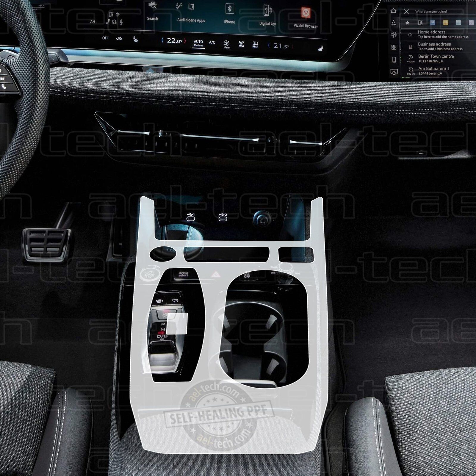 Audi A5 2025 Uyumlu Vites Etrafı Piano Black Konsol Tpu Koruyucu