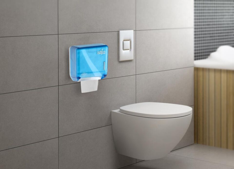 Rulopak Tekçek MiniTuvalet Kağıdı Dispenseri Transparan Mavi