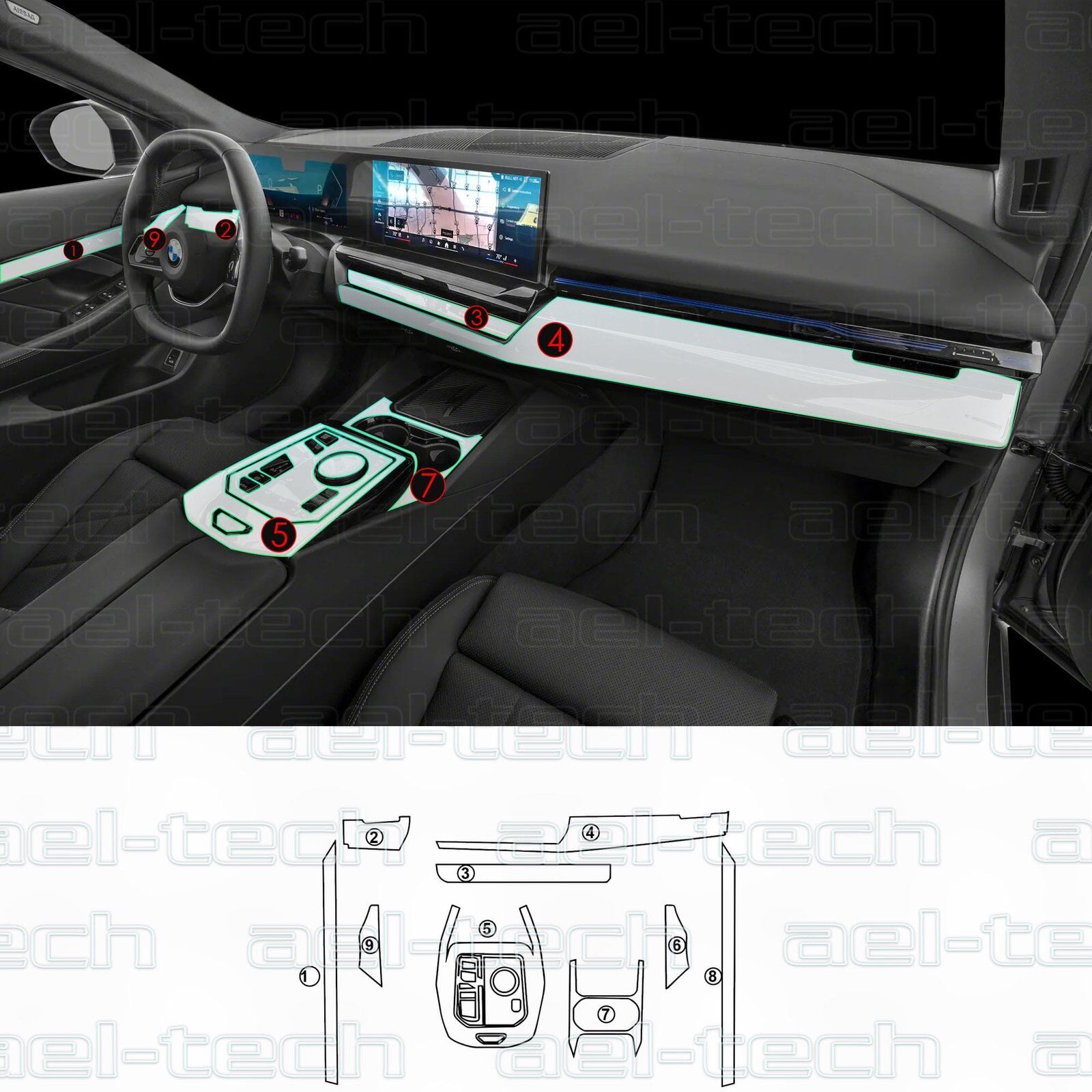 Bmw 5 Seri Uyumlu Piano Black Tpu Koruyucu 9 lu set