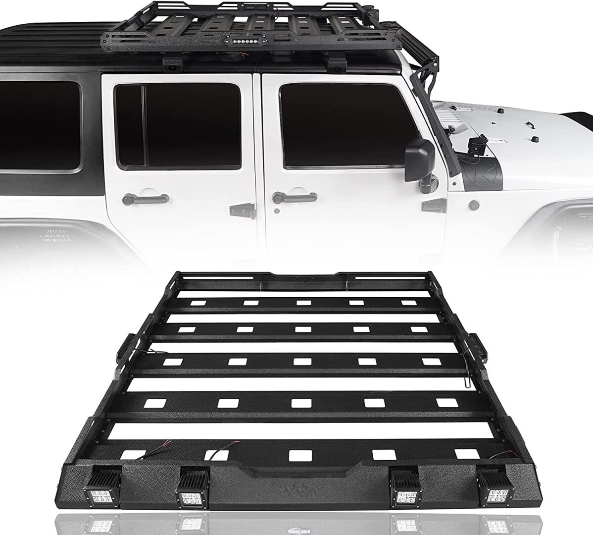WRANGLER JK 2007-2017 IÇIN UYUMLU TAVAN SEPETI ve CAM CERCEVESI (LEDLI)