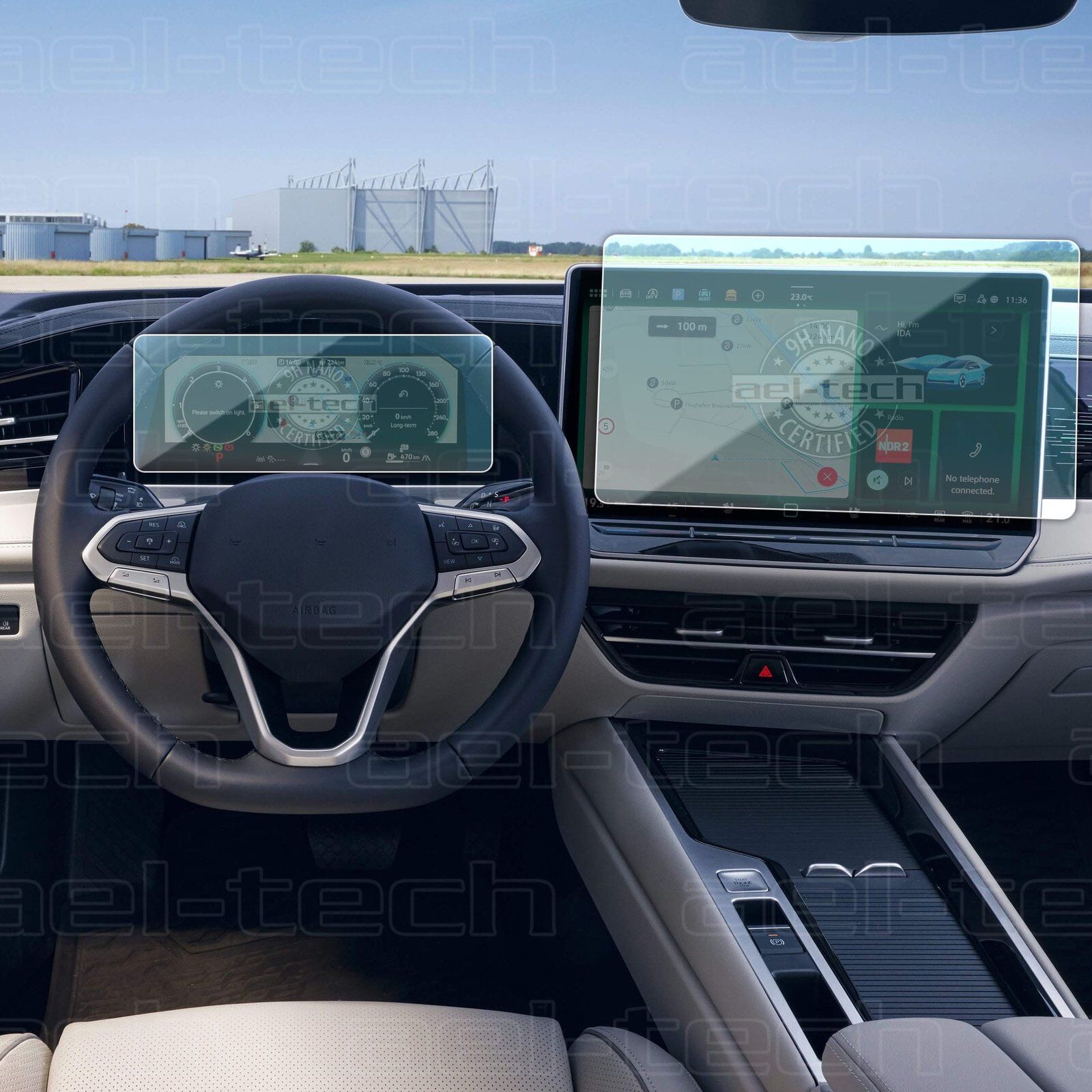 Volkswagen Passat Uyumlu 10 inç Dijital Gösterge ve 15inç Navigasyon 9H Nano Ekran Koruyucu 2 li Set