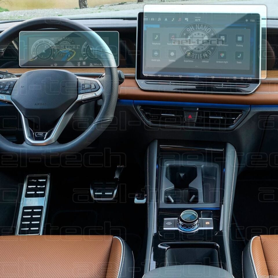 Volkswagen Tiguan Uyumlu 10 inç Dijital Gösterge, 15inç Navigasyon ve Home Tuşu 9H Nano Ekran Koruyucu 3 lü Set