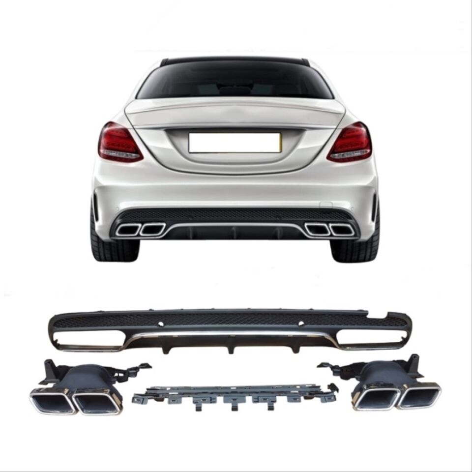 W205 C SERISI IÇIN SILVER DIFÜZÖR & EGZOZ SETI (AMG SEDAN) (KROM TRİM)