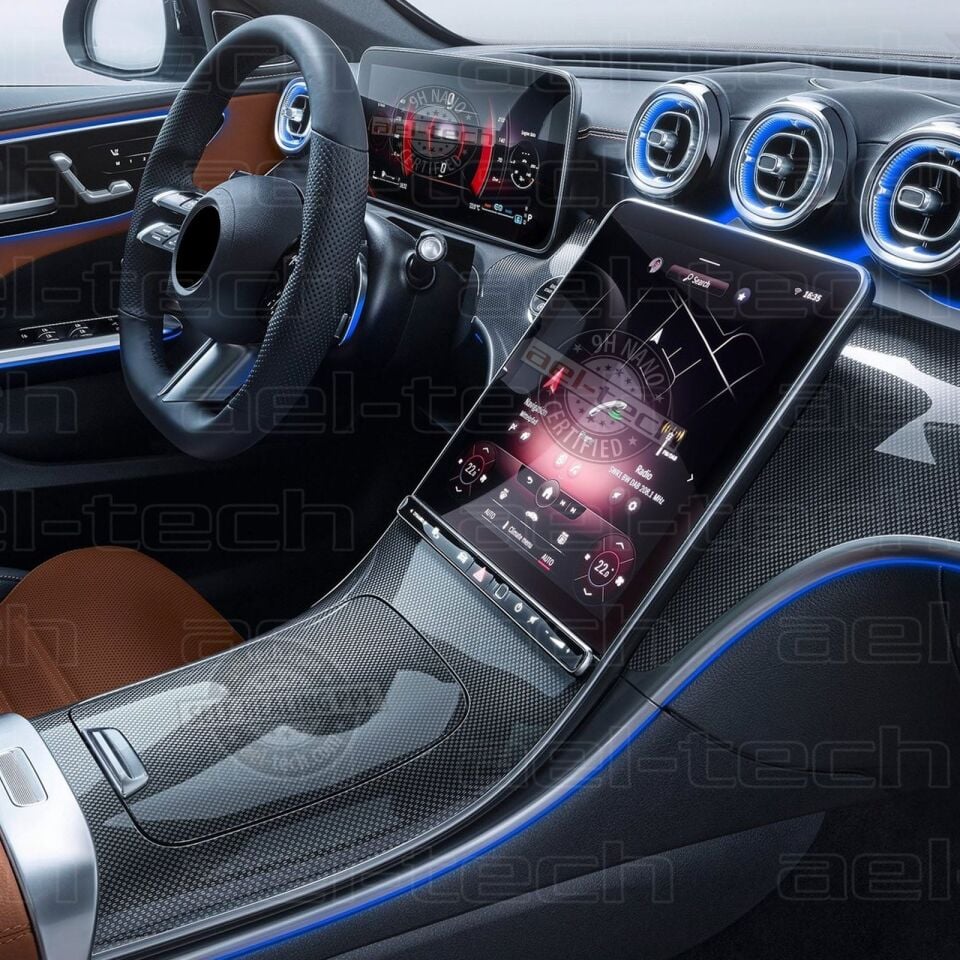 Mercedes C Seri W206 Navigasyon,Dijital gösterge ve Orta konsol uyumlu Nano Ekran Koruyucu 3'lü Set 2022/2025