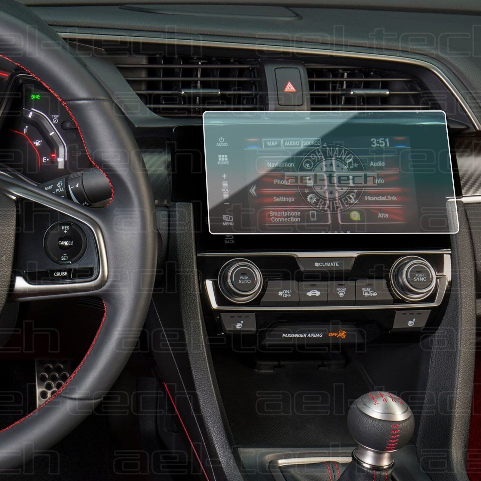 Honda Civic 2016-2019 Uyumlu Navigasyon 9H Nano Ekran Koruyucu