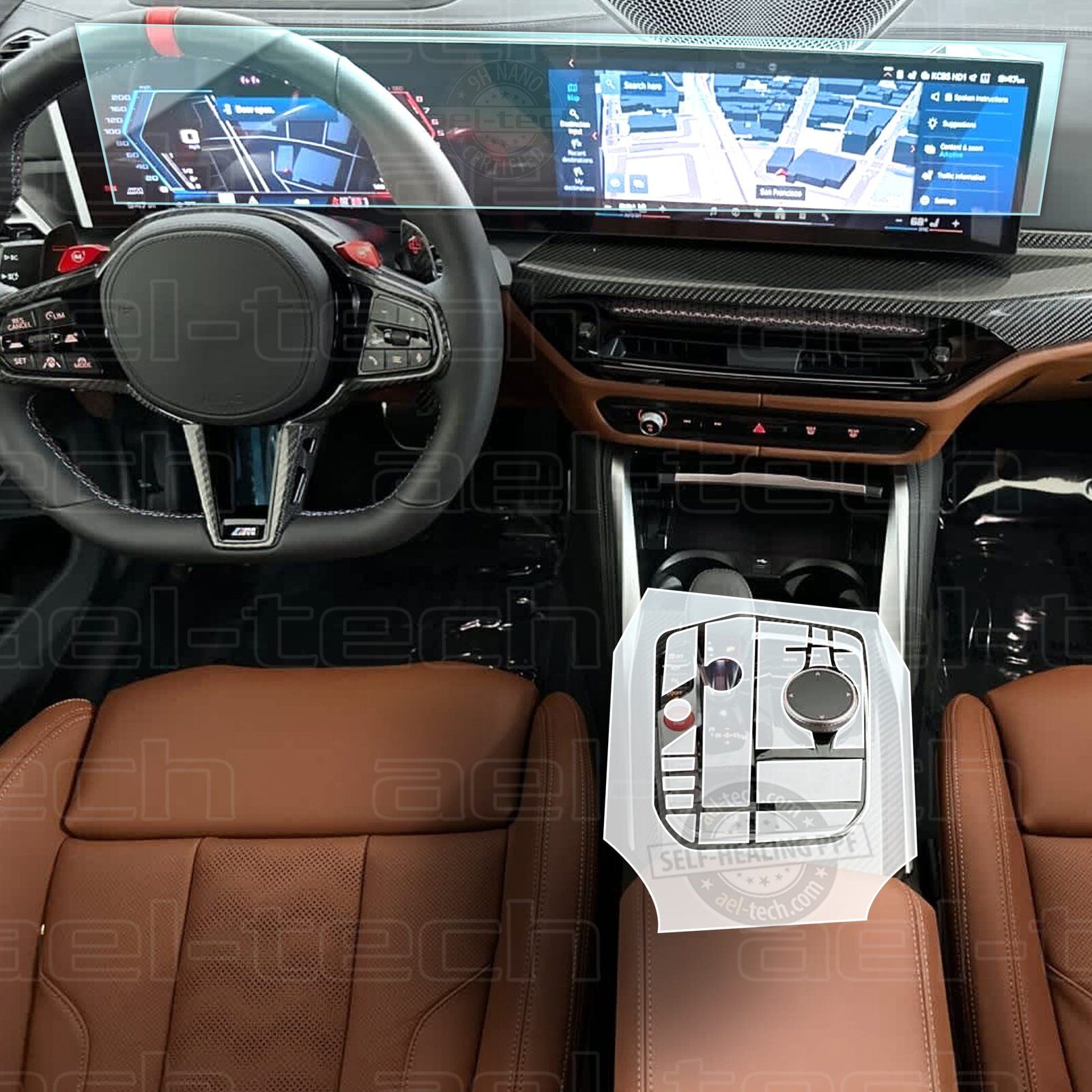 Bmw M3 Compitetion Uyumlu Navigasyon,Dijital Gösterge ve Vites Etrafı Nano ve Piano Black 9H Tpu Koruyucu 2 li set