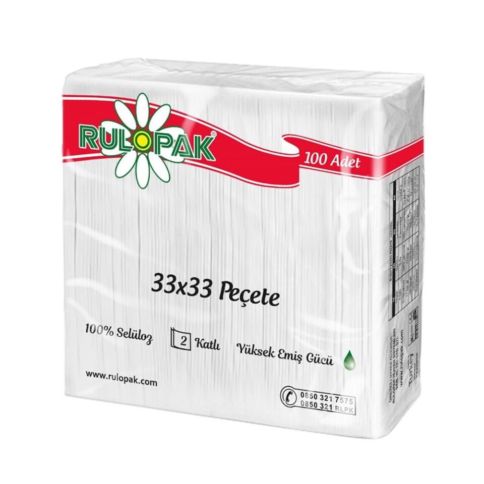 Rulopak Garson Katlama Peçete 33x33 100'lü Paket 12 Adet