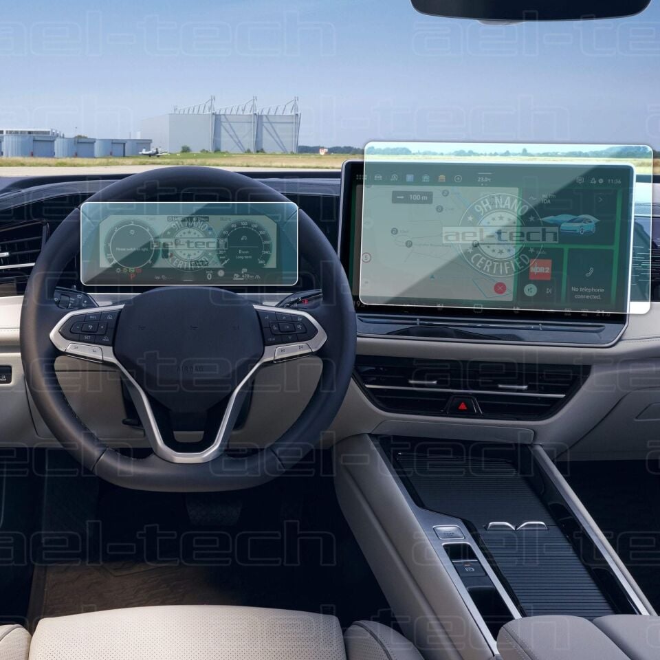 Volkswagen Passat Variant Uyumlu 10 inç Dijital Gösterge ve 15inç Navigasyon 9H Nano Ekran Koruyucu 2 li Set 2025