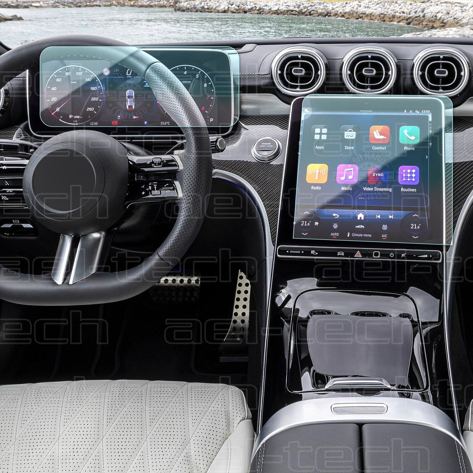 Mercedes CLE Seri Navigasyon ve Dijital gösterge uyumlu Nano Ekran Koruyucu 2li Set