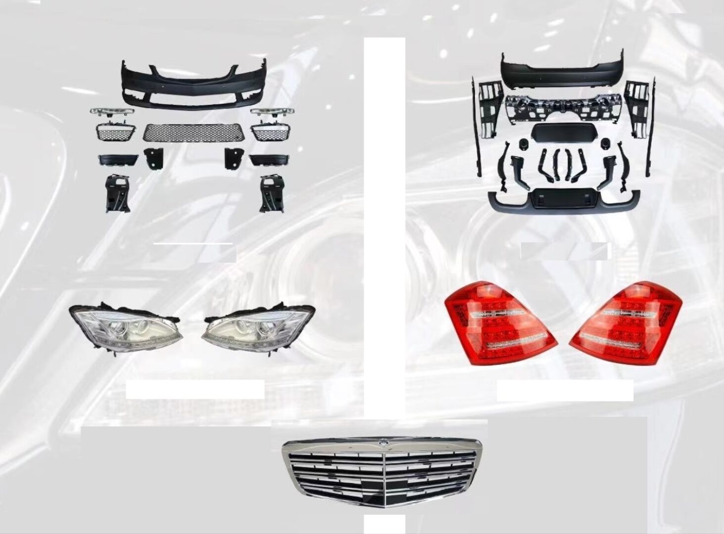 W221 S SERISI UYUMLU  S63 & S65 Body Kit (Far ve Stop Dahil Full set)