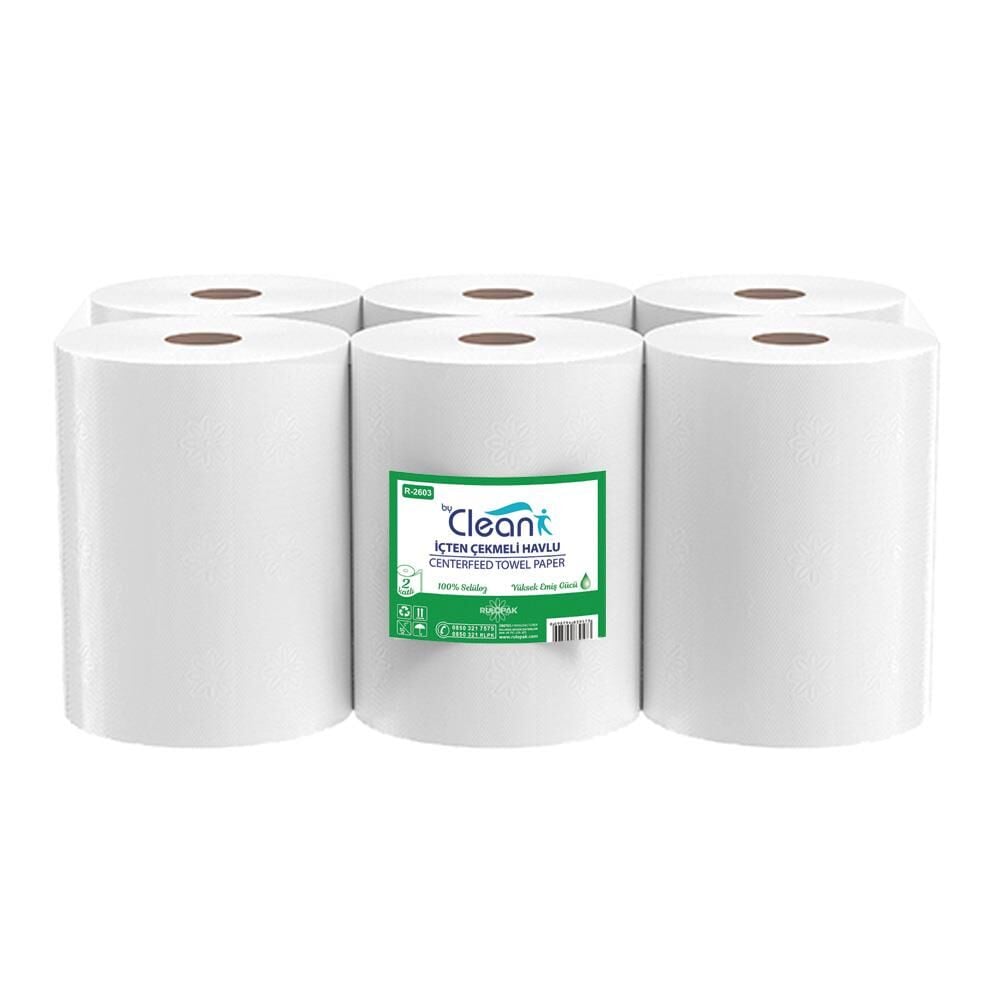 Rulopak By Clean İçten Çekmeli Kağıt Havlu 2 Katlı  58M 6'Lı Paket 3,5 Kg