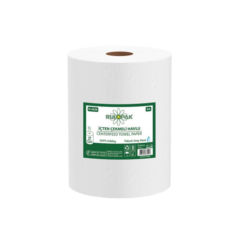 Rulopak İçten Çekme Havlu Kağıt 2 Katlı 80 Metre 6'Lı Paket 4 Kg