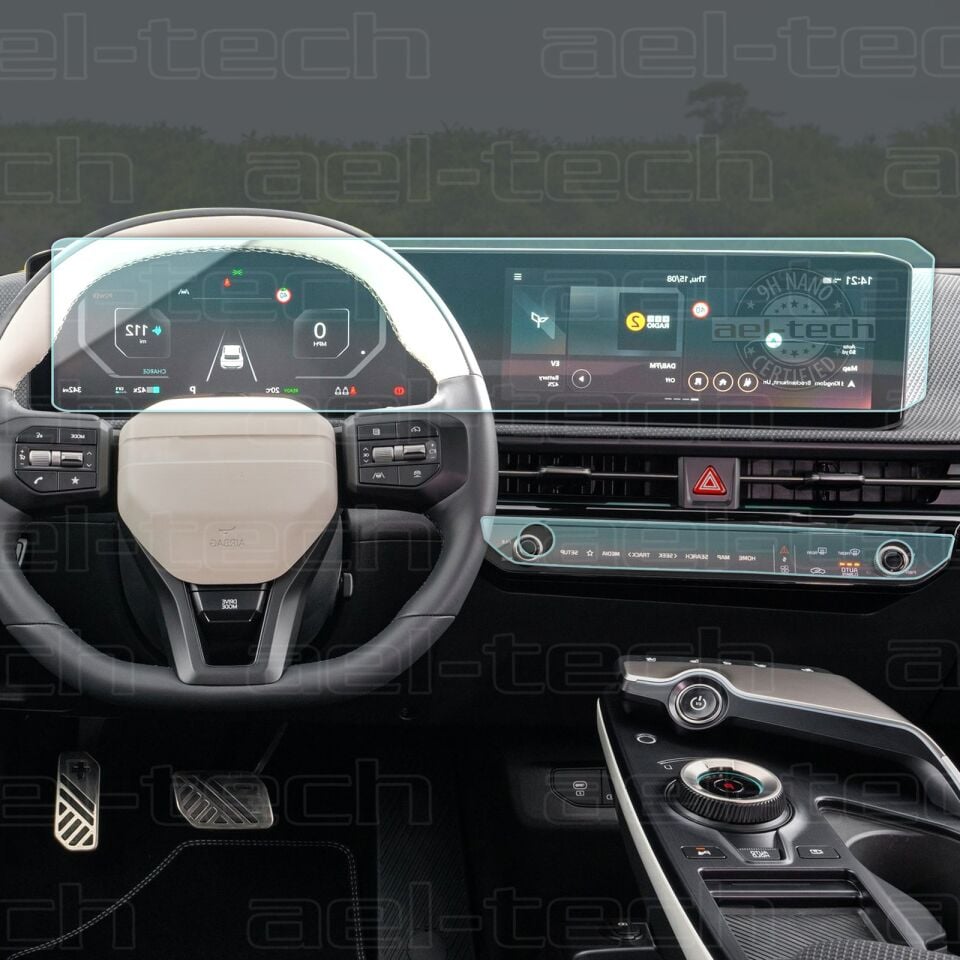 Kia EV6 Uyumlu Dijital Gösterge,Navigasyon ve Klima 12.3 İnç 9H Nano Ekran Koruyucu 2 li Set 2024-2025