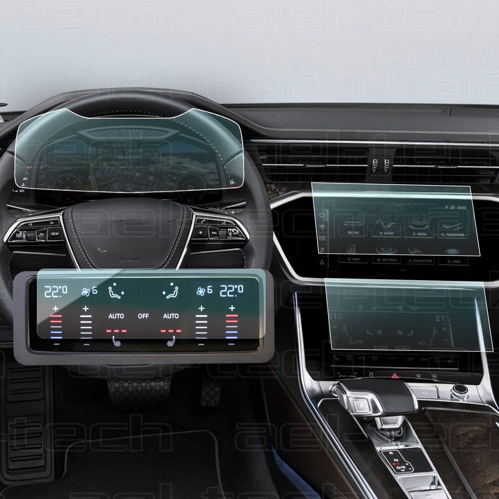 Audi A6 Dijital Gösterge,Navigasyon,Klima Kontrol Uyumlu Nano Ekran Koruyucu 4lü Set 2019/2025