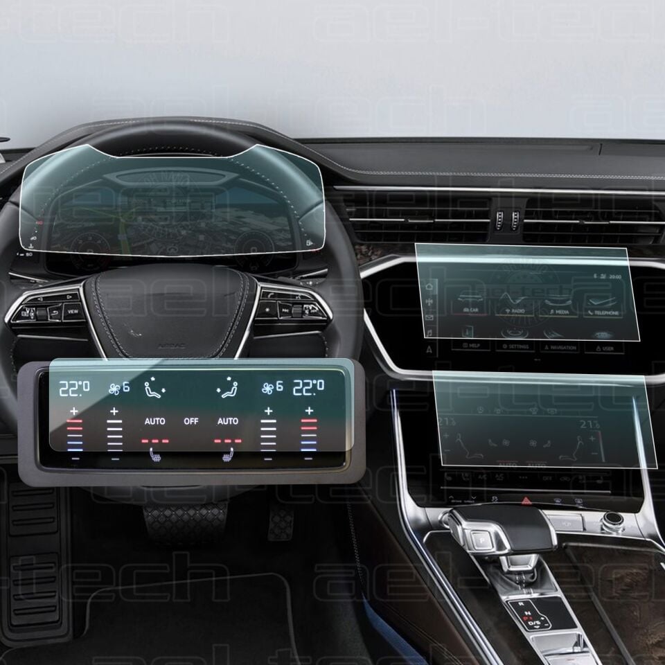 Audi A6 Dijital Gösterge,Navigasyon,Klima Kontrol Uyumlu Nano Ekran Koruyucu 4lü Set 2019/2025