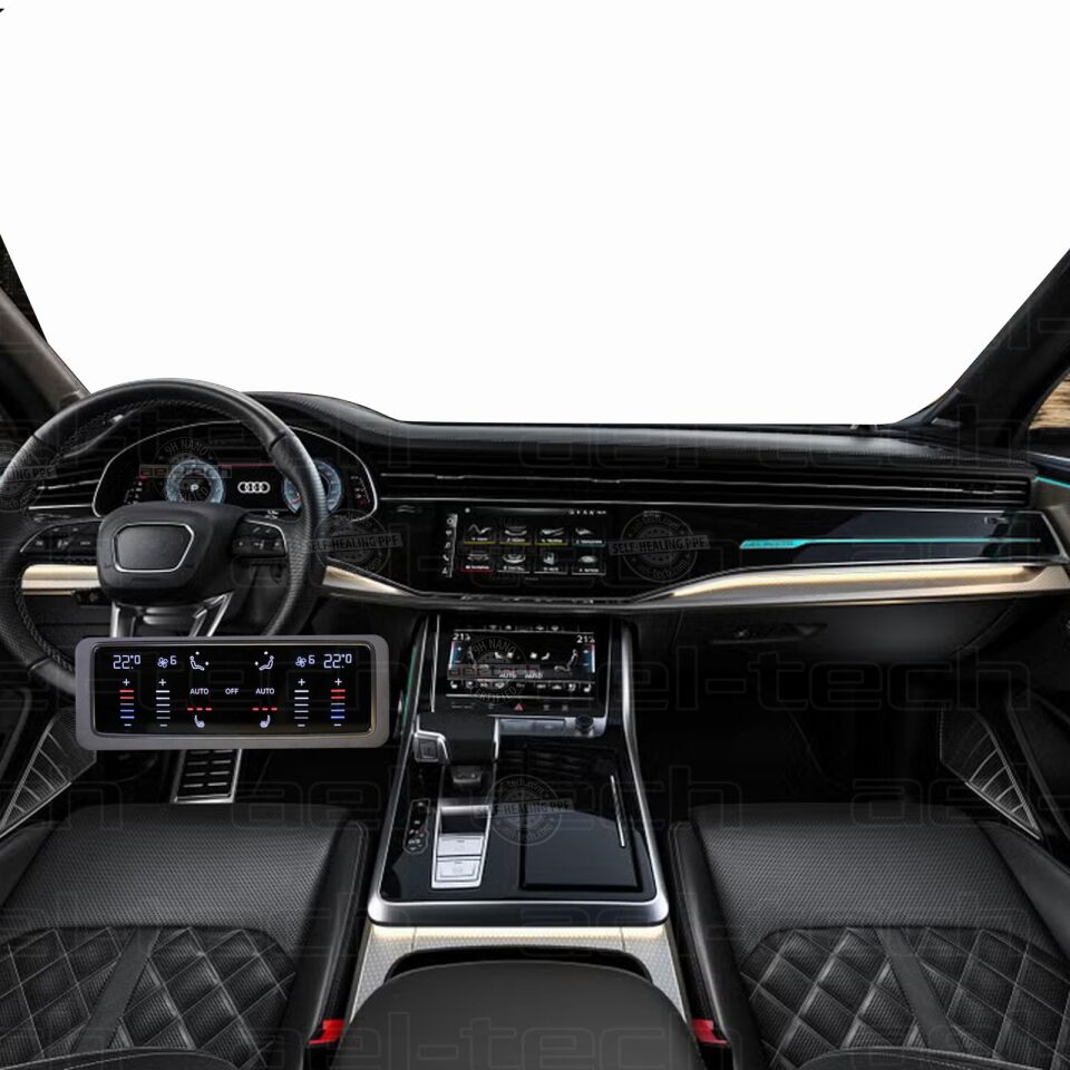 Yeni Audi Q7 Navigasyon Dijital Gösterge 9H Nano ve piano black uyumlu Tpu Koruyucu 9lu Set
