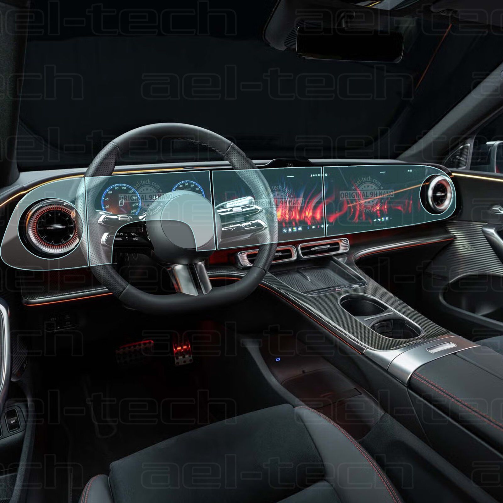 Mercedes GLC EV Uyumlu Dijital Gösterge ve Navigasyon 9H Nano Ekran Koruyucu 4'lü Set 2025-2026