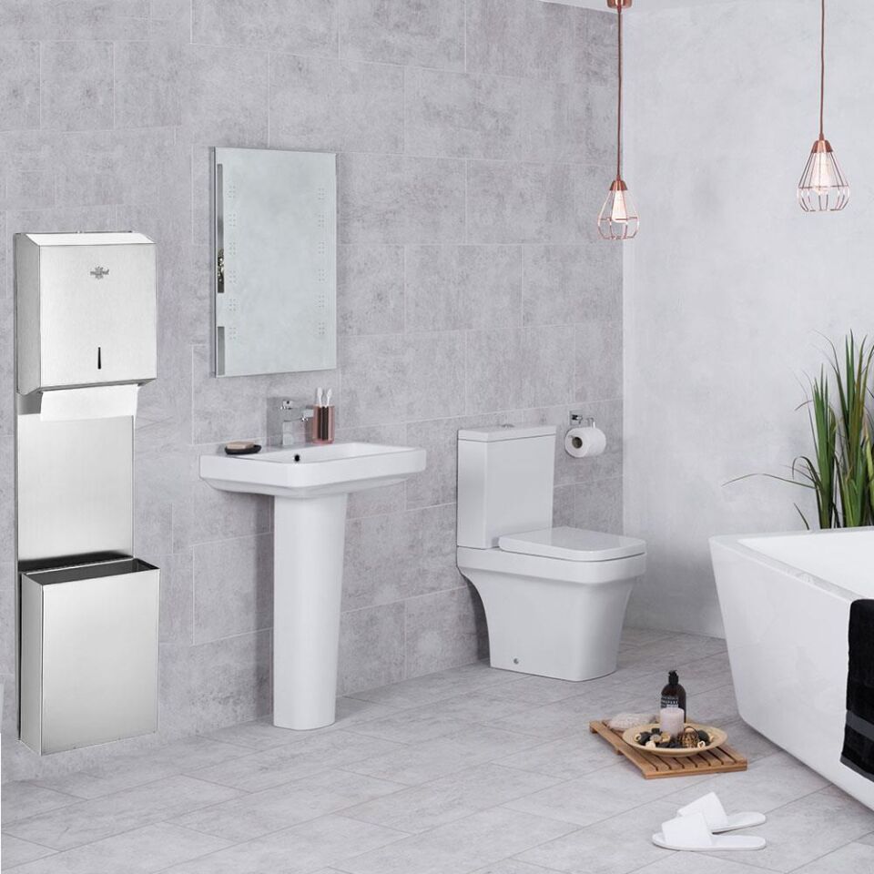 Rulopak Z Katlama Kağıt Havlu Dispenseri 400'Lü + Paslanmaz Çöp Kovası 9 L Kombi Set