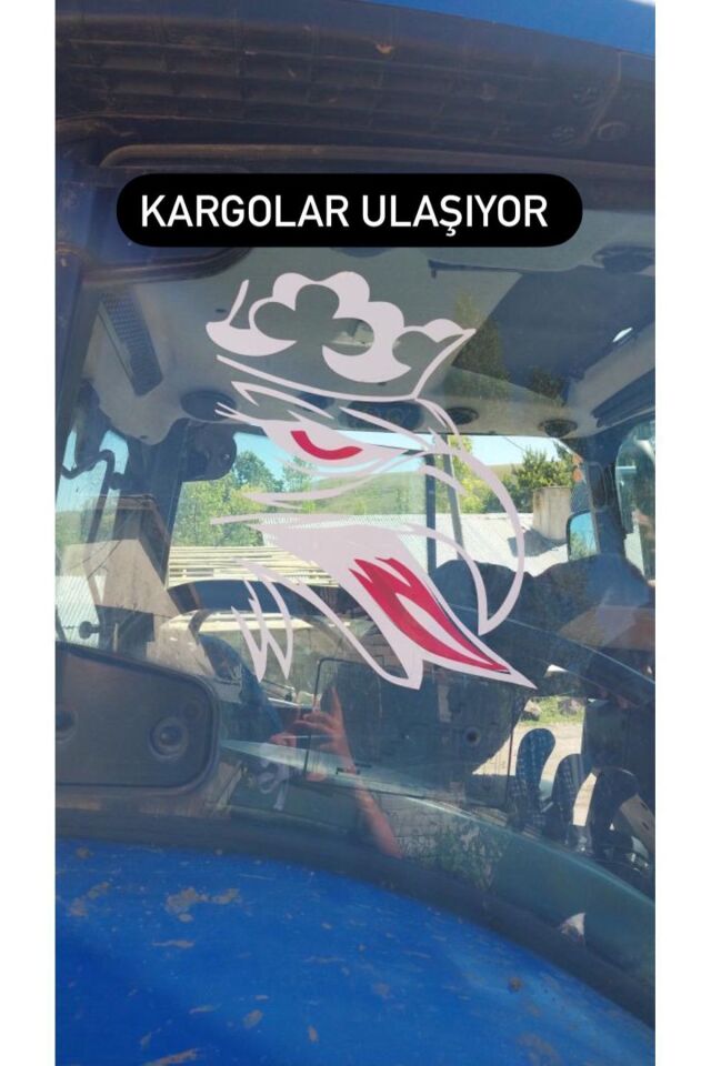 Kral Kartal Sticker Araba Kamyon Traktör Sticker Oto Sticker ( 40x40 Cm) 1 Adet Beyaz