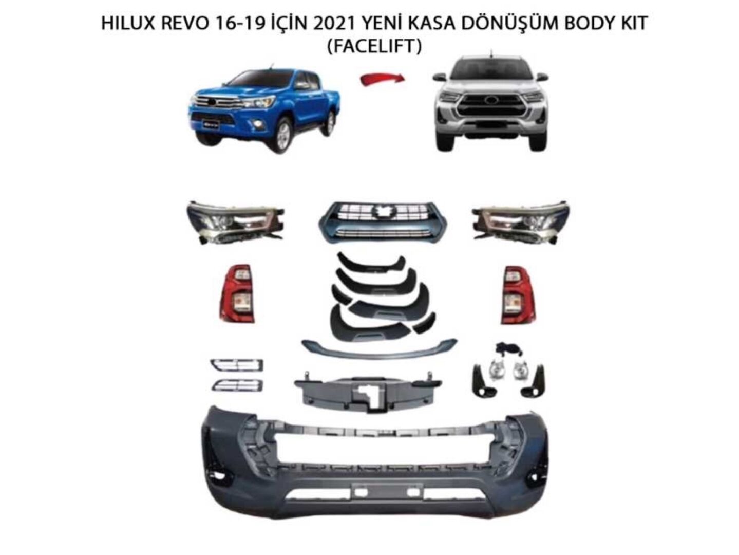 HILUX 2016-2020 ICIN 2021 YENI KASA DÖNÜSÜM BODY KIT (FACELIFT)