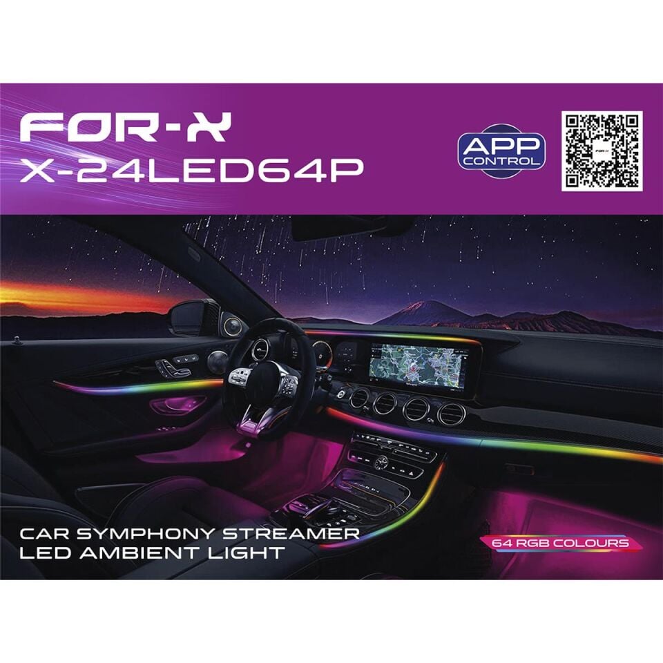 For-X X-24LED64P Animasyonlu 64 Renkli Müziğe Duyarlı RBG Led Ambiyans
