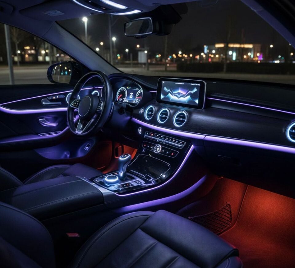 Araç İçi Ambiyans Led Aydınlatma - Animasyonlu 64 Renkli Müziğe Duyarlı RBG Led Ambians